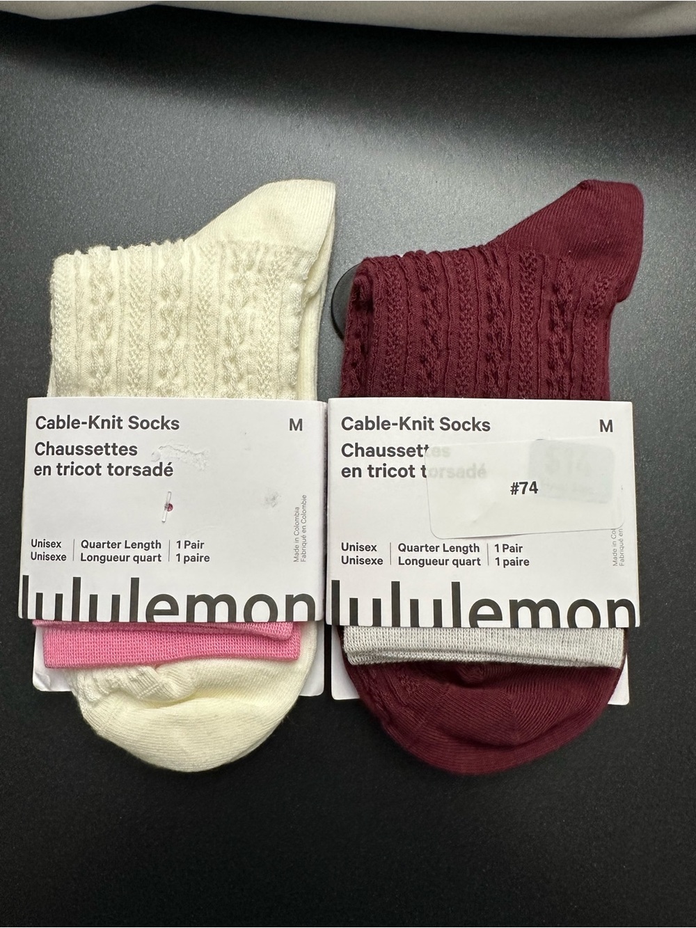 Lululemon Cable-Knit Quarter Length Socks